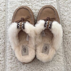 UGG Women's Brown and Cream Slippers